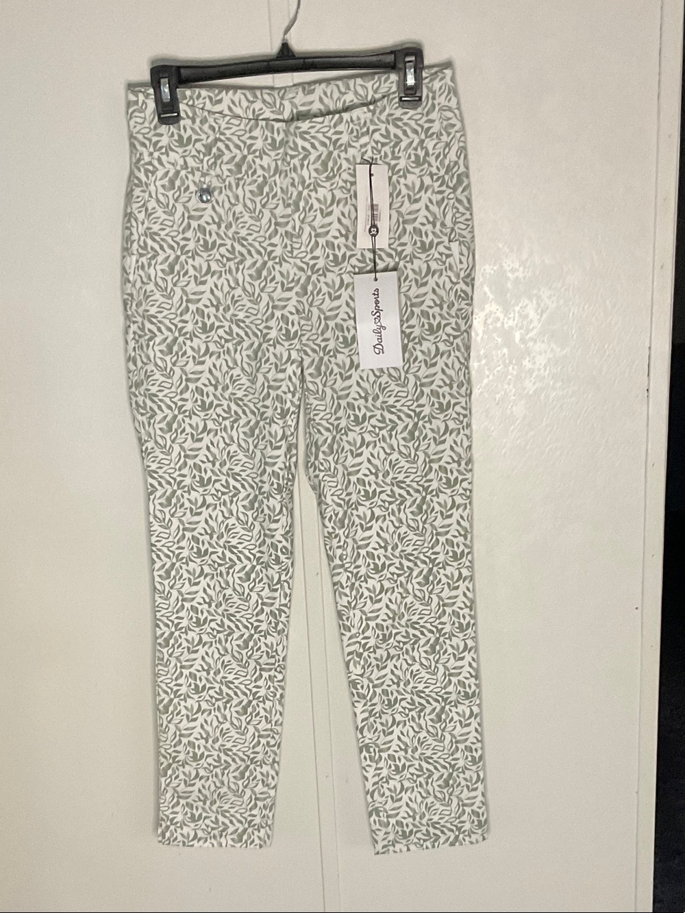 Daily Sports Green Leaf Print Pants on White